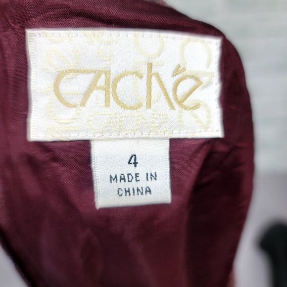 Vintage 90s Cache Womens 4 Dark Burgundy Scale Textured Aline Mini Skirt - Picture 8 of 10